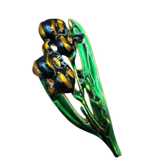 MFA Blue Iris Brooch Enamel Museum Fine Arts Vintage Pin - Picture 2 of 10